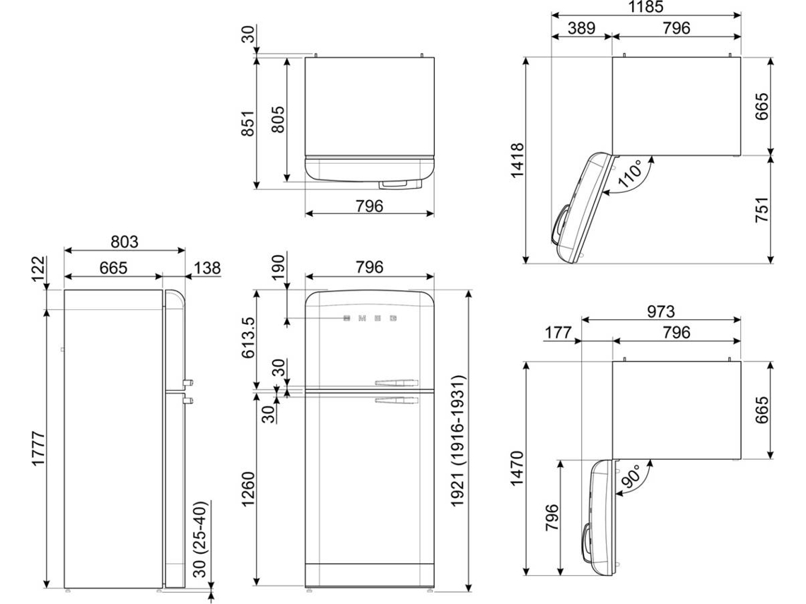 Frigorífico SMEG FAB50LCR5 (No Frost - 192.1 cm - 524 L - Creme)