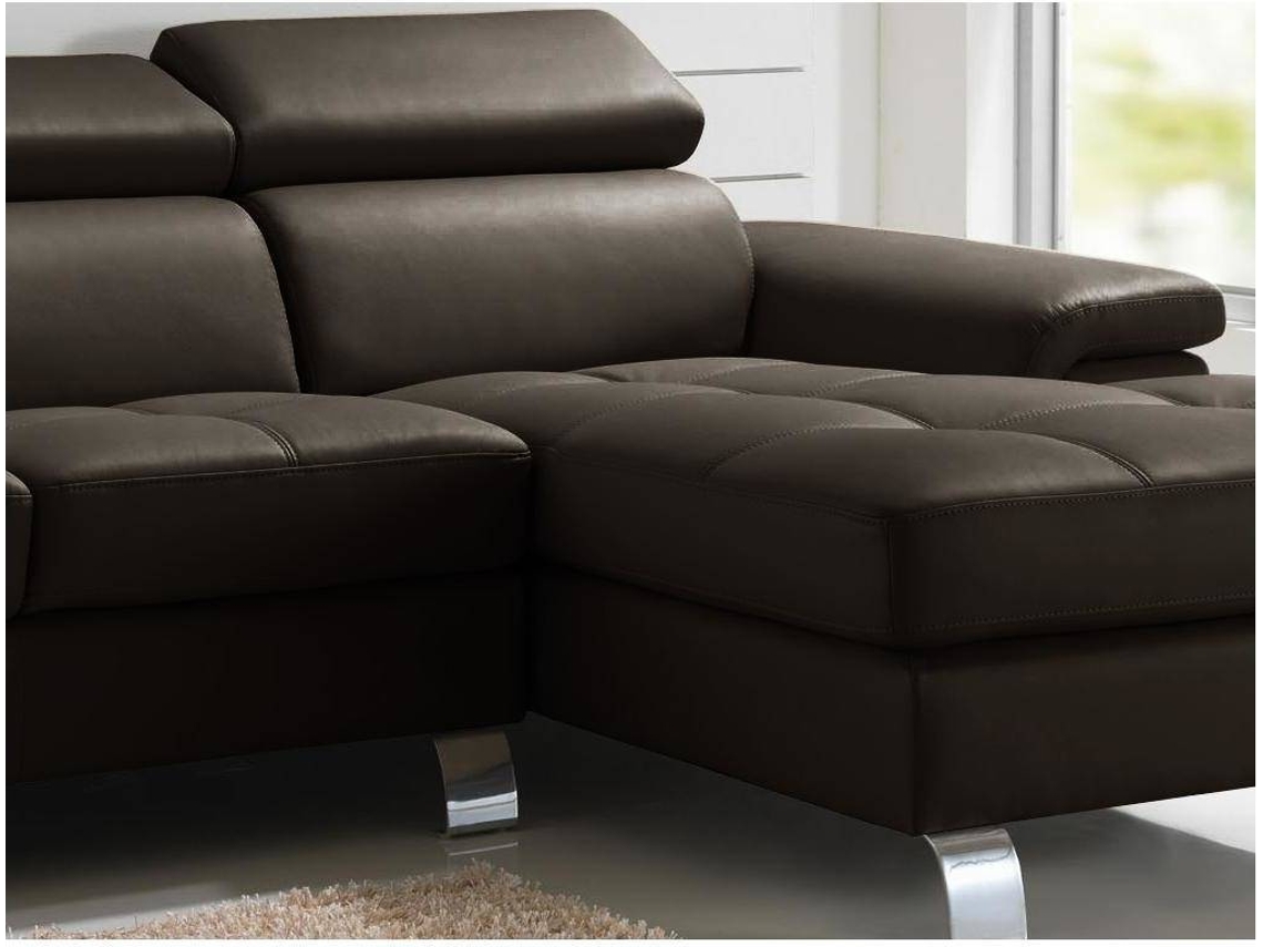 Sofá Fixo Mishima VENTE-UNIQUE (Preto - Pele - 260x167x79 cm)