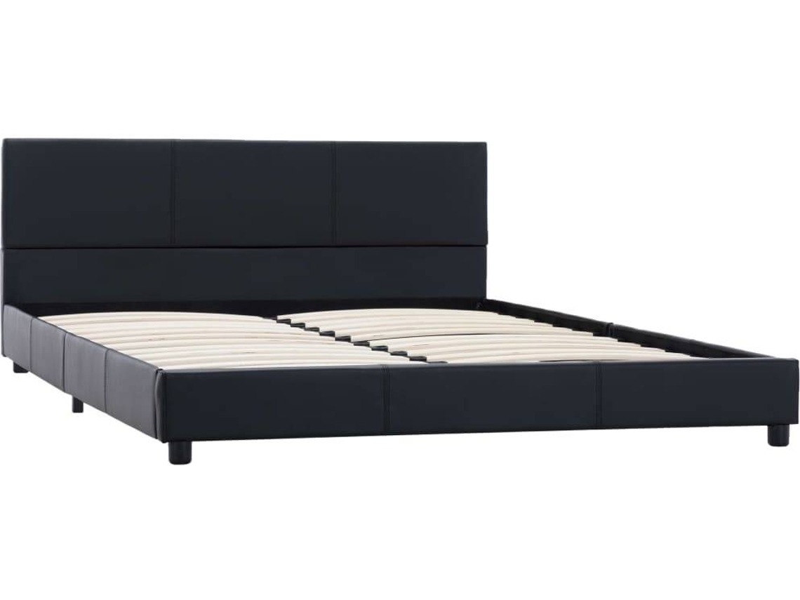vidaXL Estrutura de cama 160x200 cm couro artificial preto