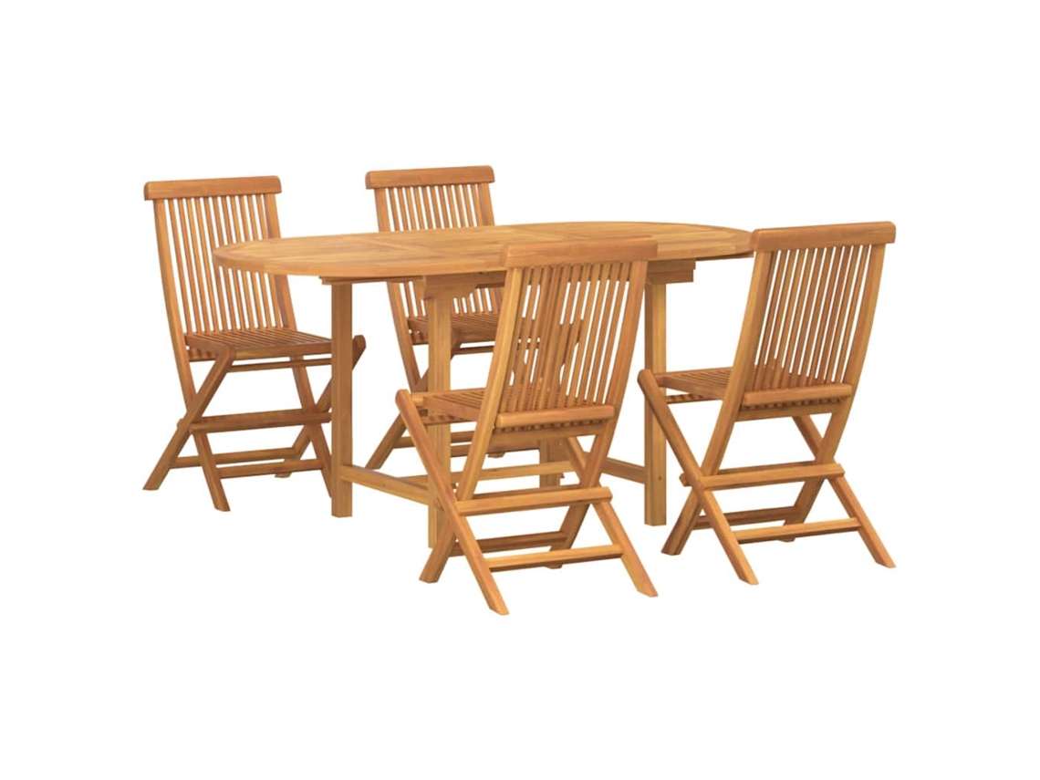 Conjunto De Jantar Jardim Madeira Teca Maciça 160x80x75cm Castanho