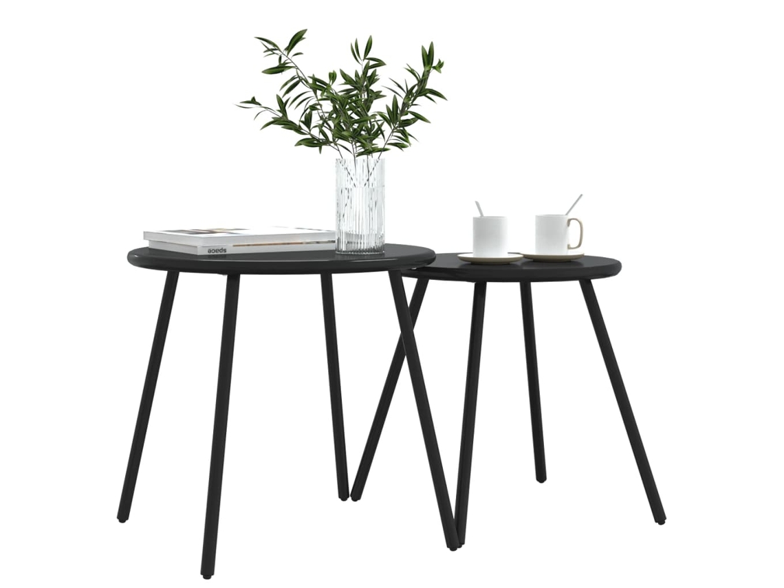 Vidaxl 2 Mesas Centro Jardim Redondas Aço Preto 50x46 E 40.5x42cm