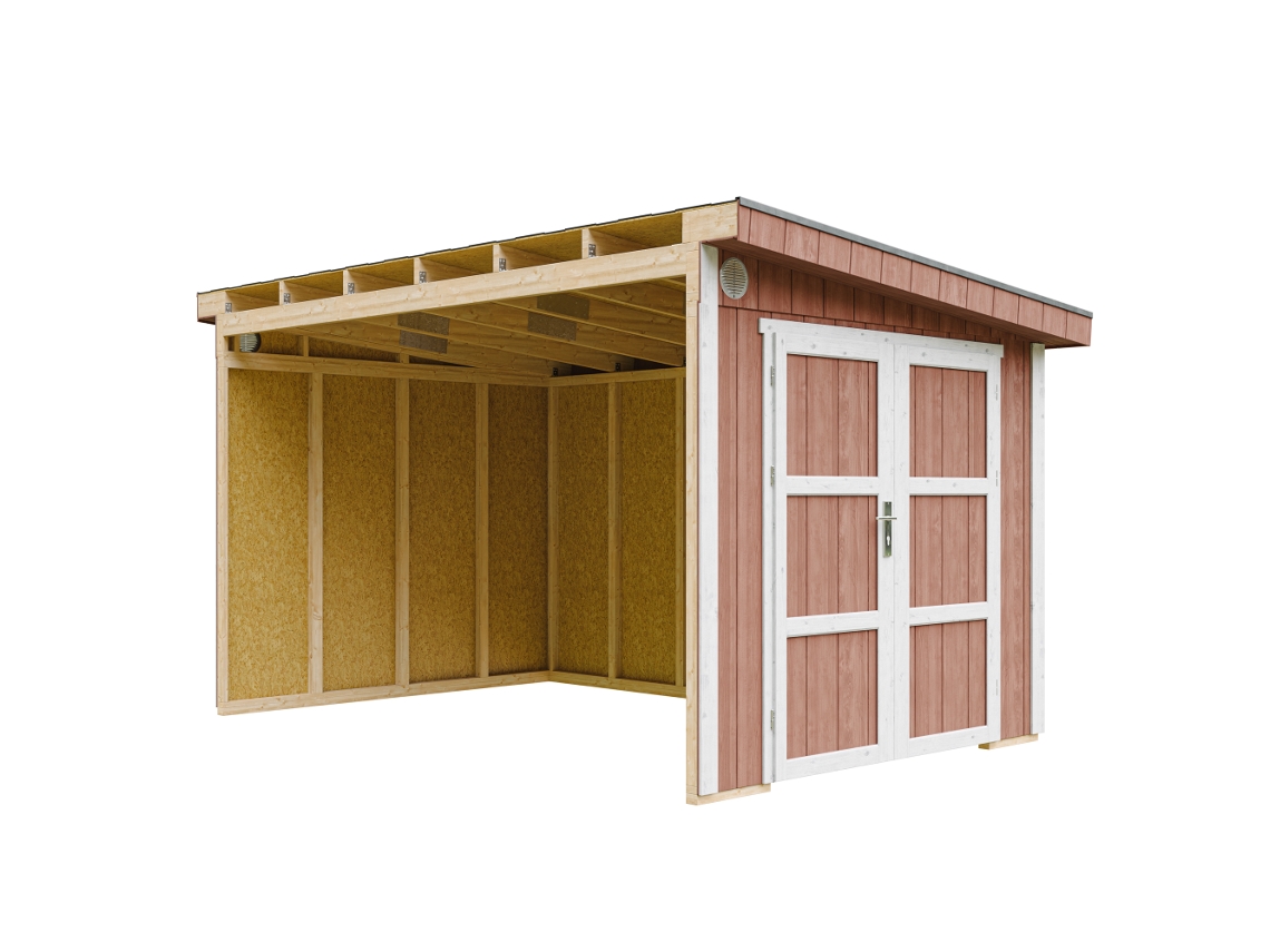 Casa De Jardim Qualidade Premium 8,68 M² A231x248x412 Cm Sem Piso E Parede Lateral Timbela M939b Redwood Red