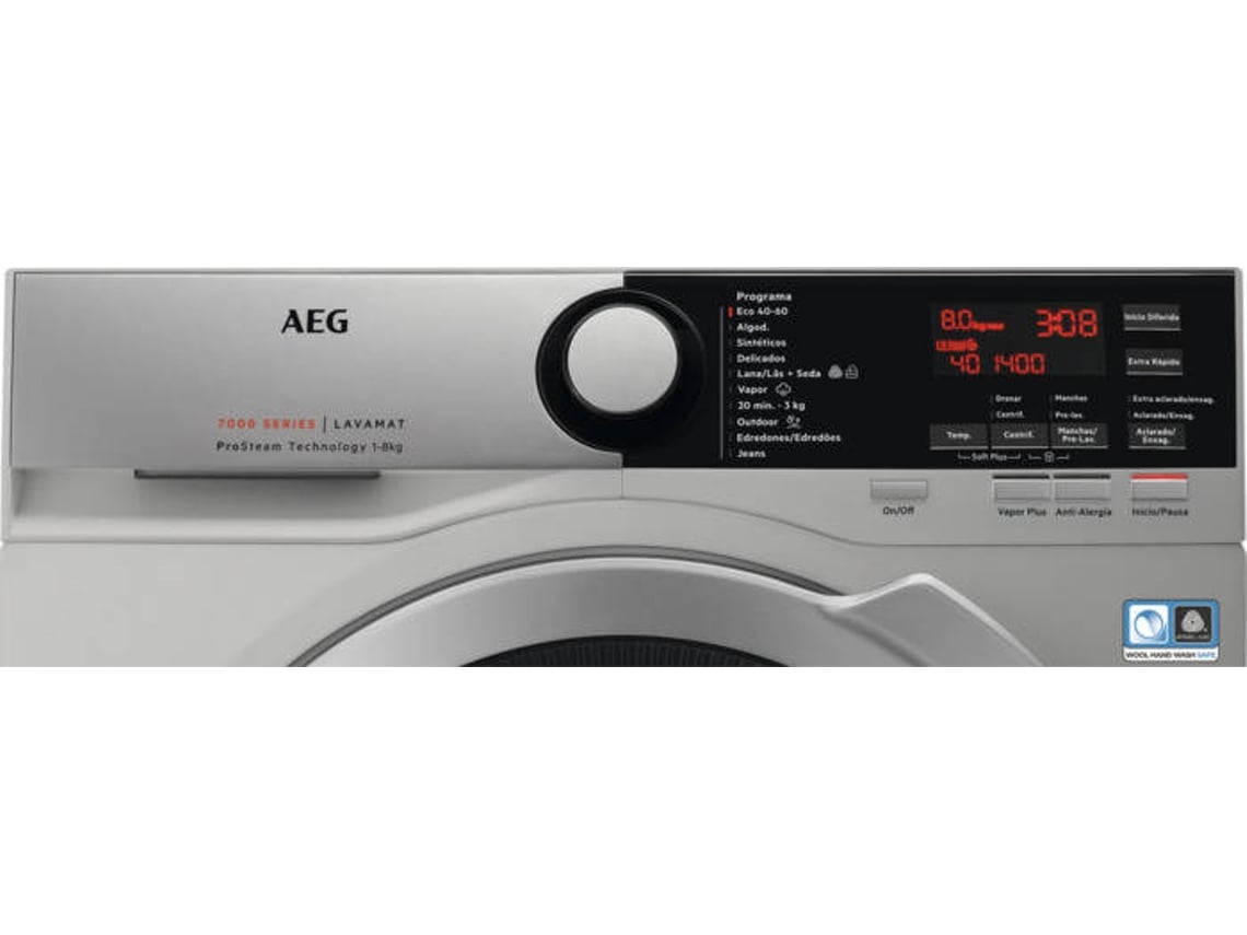 Máquina de Lavar Roupa AEG L7FEE842S (8 kg - 1400 rpm - Inox)
