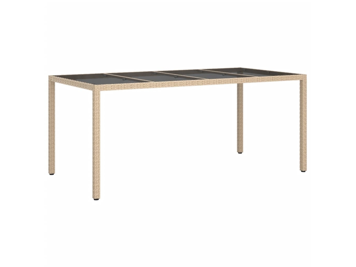 Mesa de Jardim LOVELY HOME Jantar Vidro Temperado e Vime Pe Bege (190 x 90 x 75 cm)