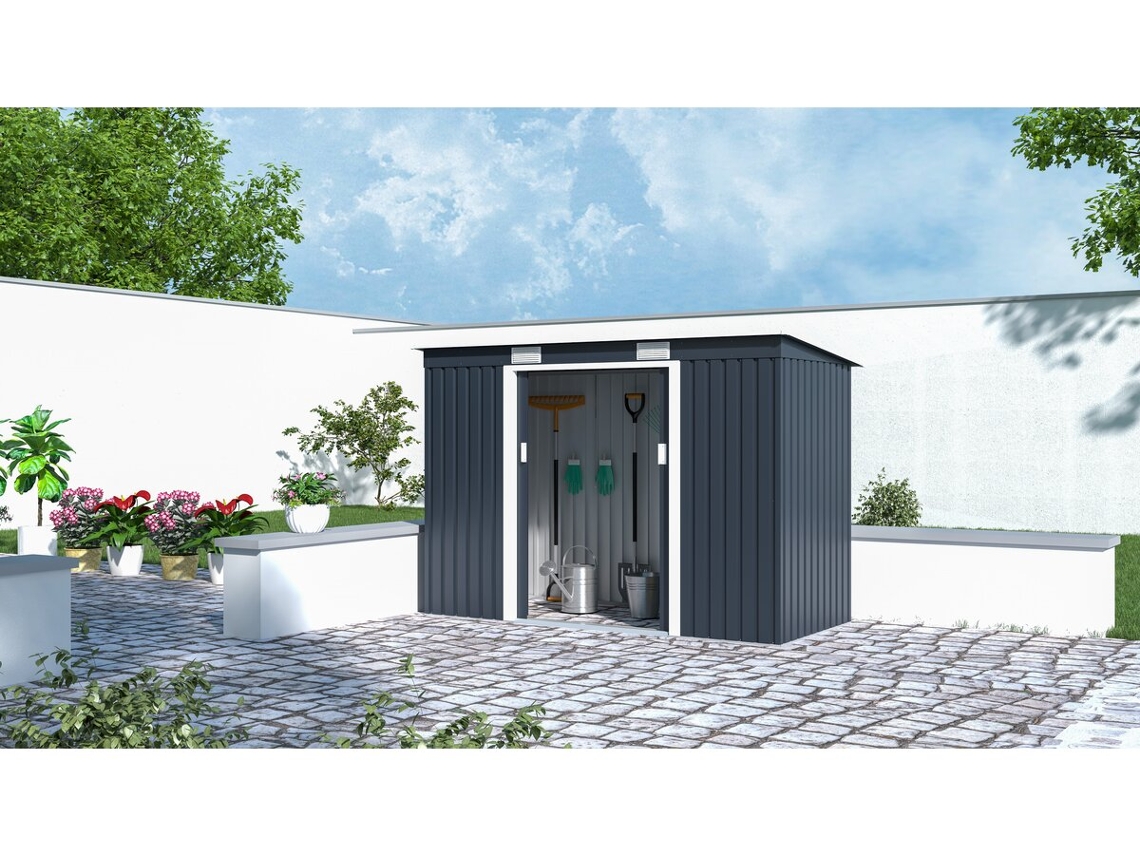 Abrigo de Metal HABITAT ET JARDIN Em com Um Lado Austin 3 14 m² Cinza (1 - 5 m²)