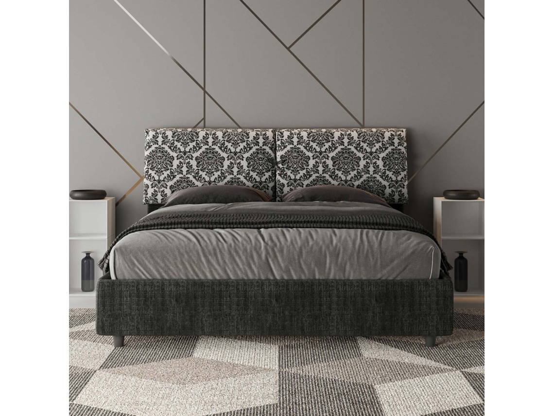 Cama de Casal Queen Size Sem Estrado Estofada MadosITYHOME (160 x 210 cm - Painéis de Melamina e tecido)