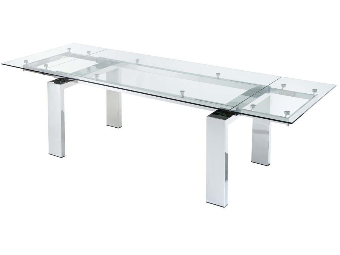 Mesa Extensível Lubana VENTE-UNIQUE (Transparente e Prateado - Vidro - 270x100x75 cm)