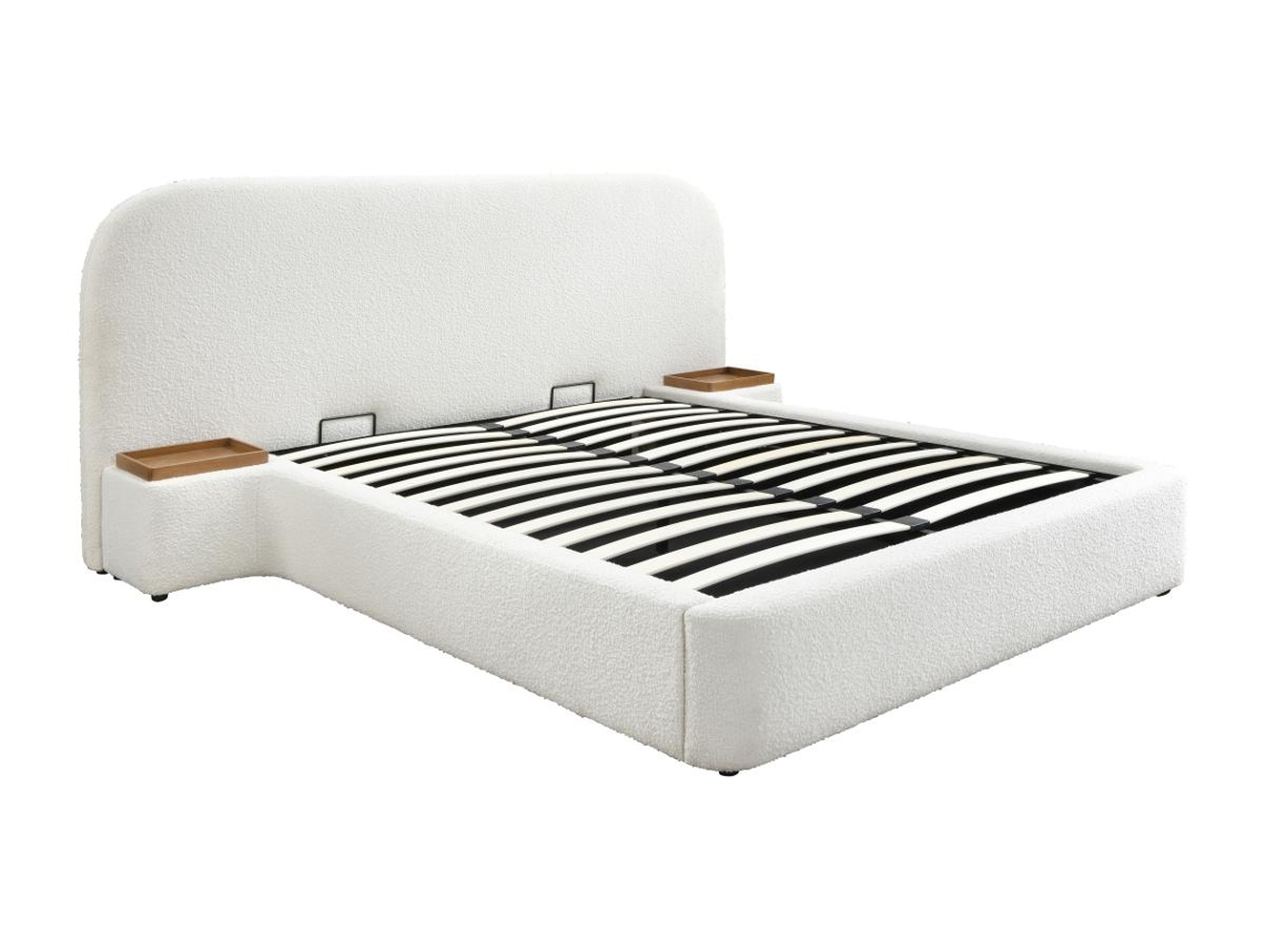 Cama com cofre ESTERIA VENTE-UNIQUE Branco 160x200 cm - Sem colchão - Com sommier