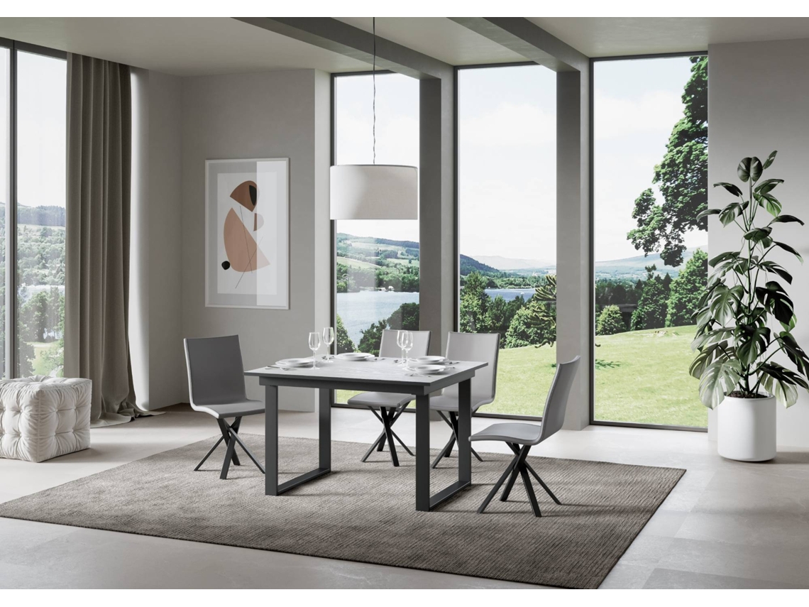 Mesa de Refeição ITAMOBY Bandos (90x120/180 - Painéis em Melamina - Freixo Branco)