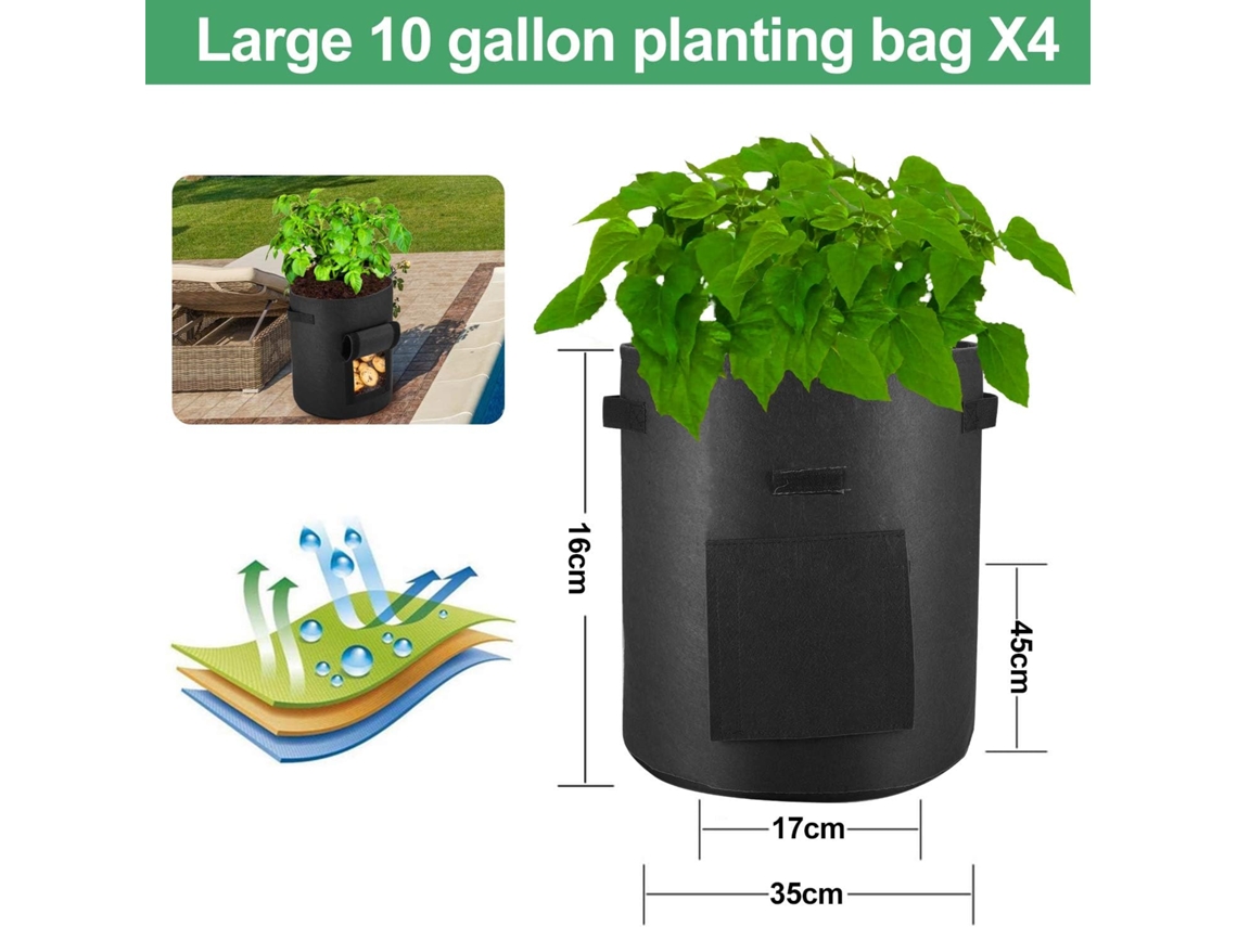 10 Galões de Vasos de Plantio de Feltro Preto Espessura de 1 Mm Ferramentas de Jardinagem