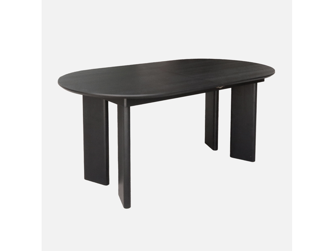 Mesa De Jantar Oblonga Extensível Madeira De 6 8 Lugares, Preto Sweeek