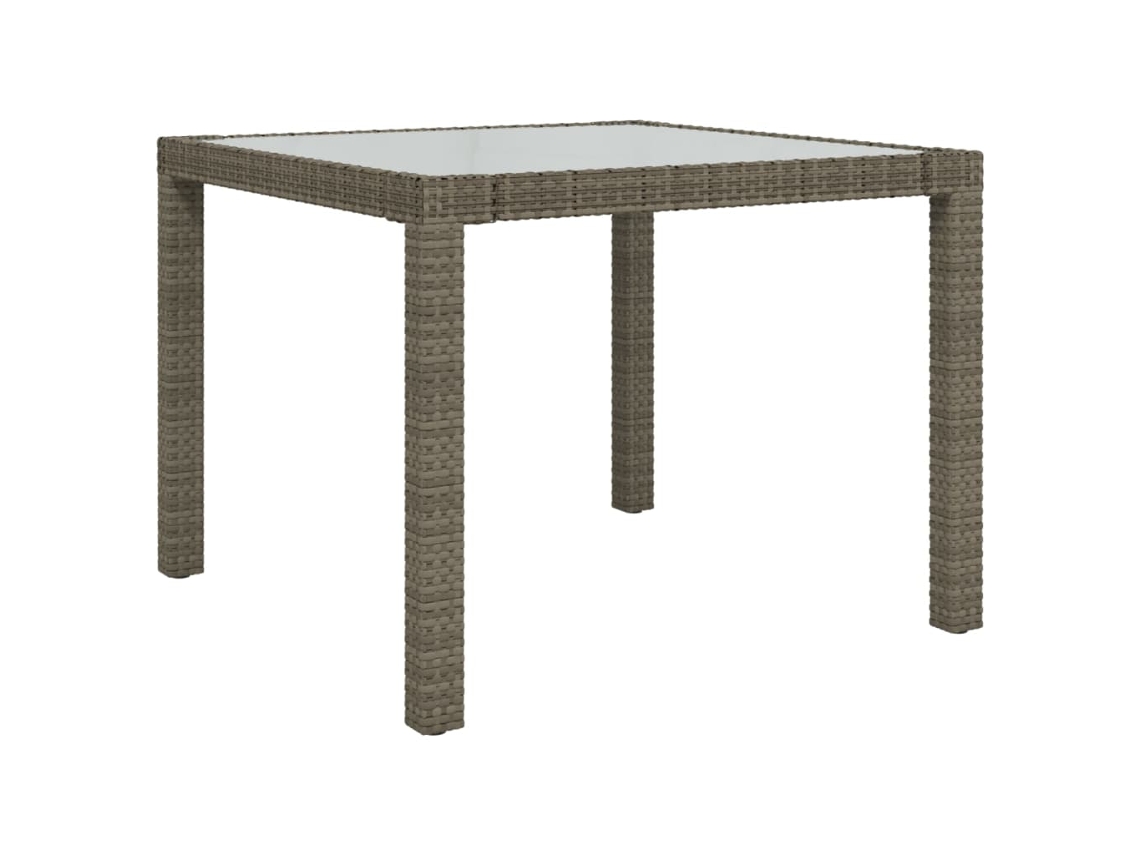 Mesa de Jardim LOVELY HOME Jantar Vidro Temperado e Vime Pe Cinzento (90 x 90 x 75 cm)