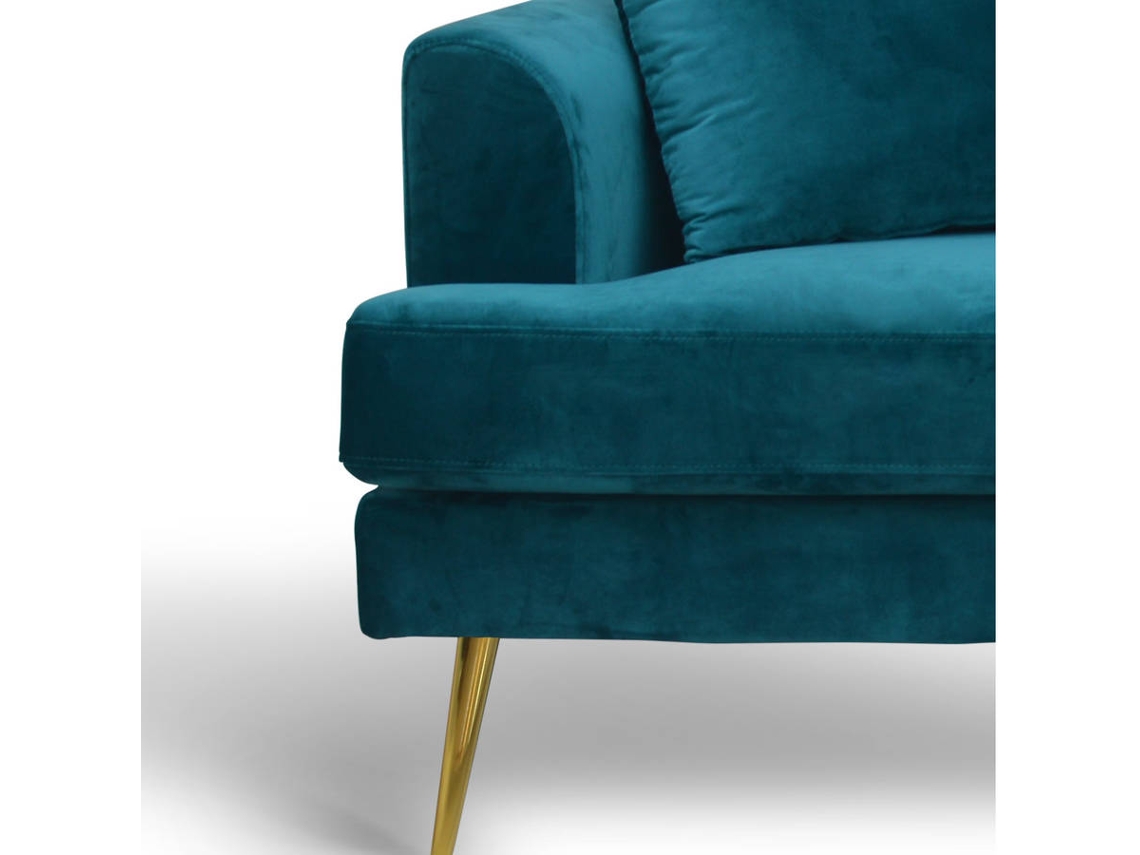 Sofá VMO HOME 3 Lugares Vogue Velvet (190 cm x 85 cm x 46 cm - Turquesa Velvet)