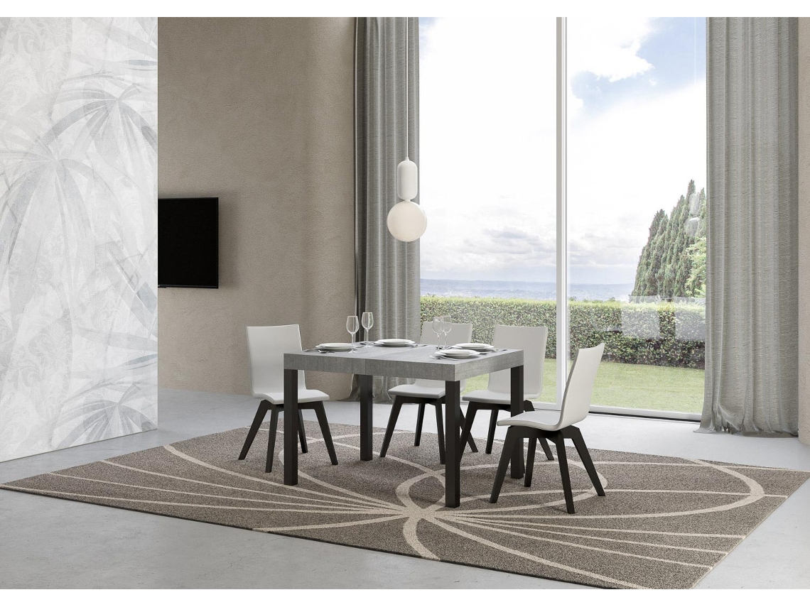Mesa de Jantar Extensível 80X120/204 Cm Everyday Cimento Quadro Antracite