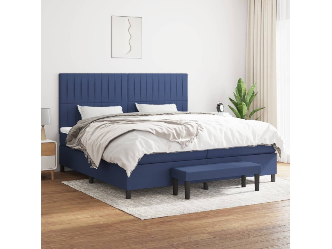 Cama box spring VIDAXL Azul Tecido (200x200 cm)