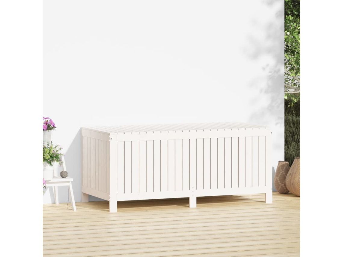 Caixa de Arrumação Jardim 147X68X64 Cm Pinho Maciço Branco PANGSHIYUAN