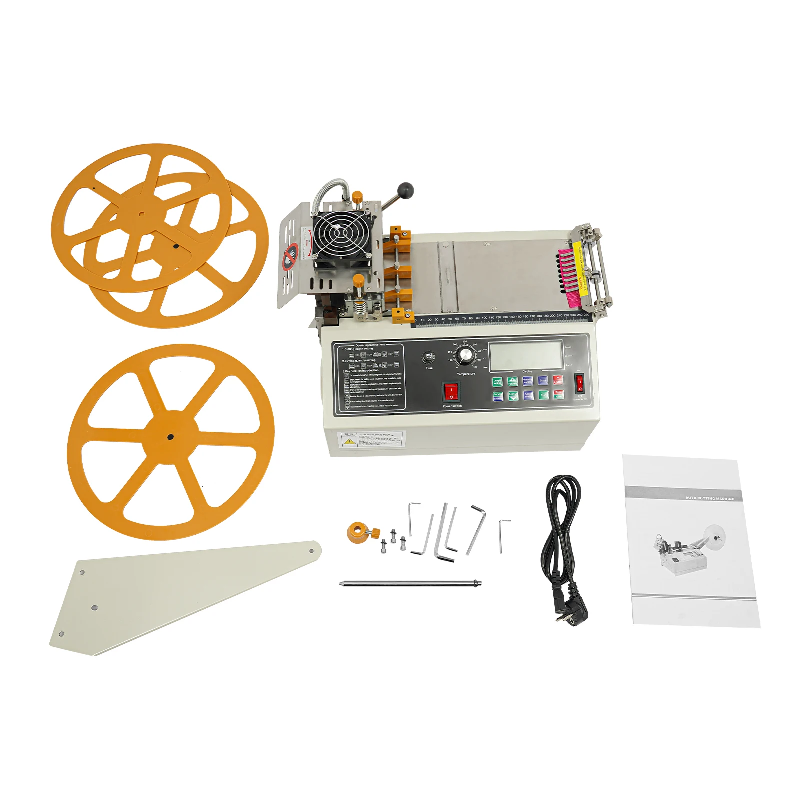 Máquina Automática De Corte De Cordas Quentes E Frias, Poder De 400w, Largura De Corte Ajustável De 1-98mm, Comprimento De Corte De 1-99999mm, Branco