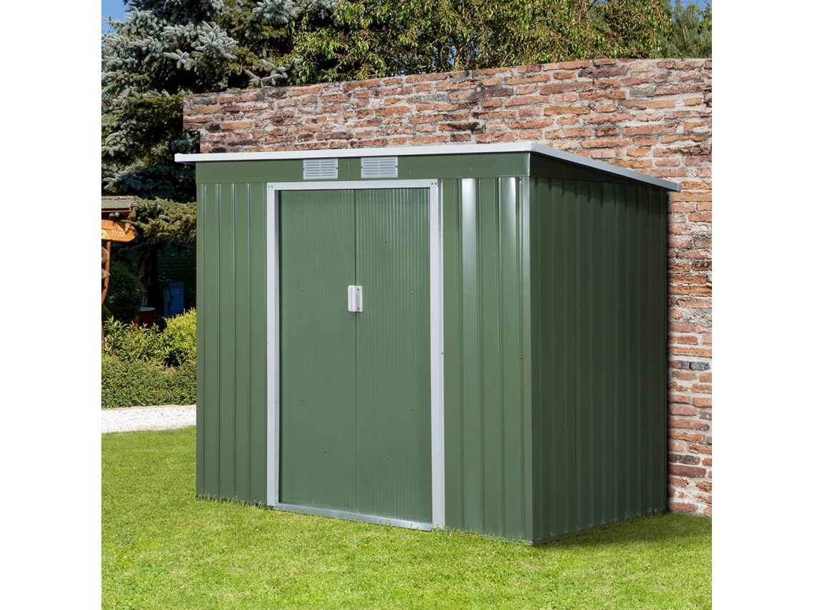 Abrigo de Armazenamento Aço galvanizado e PP cor Verde 213x130x173 cm OUTSUNNY