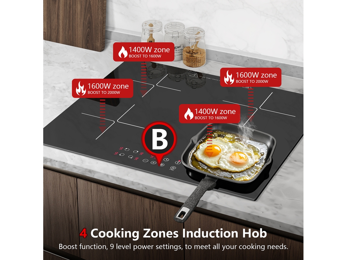 Fogão De Indução Kichpower, 4 Placas Quentes, Controle Táctil, Eu Oem