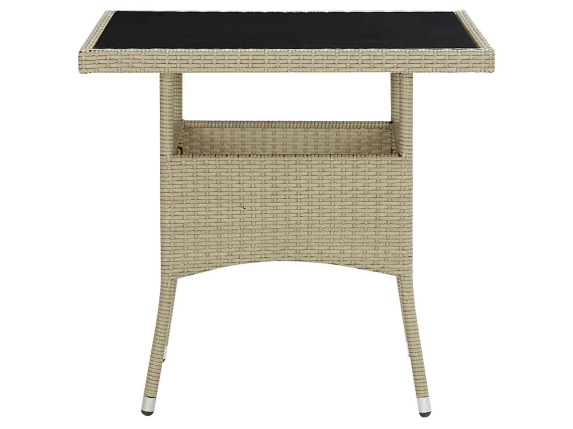 Mesa De Jantar Exterior Vime Pe Vidro Bege 80x80x75 Cm