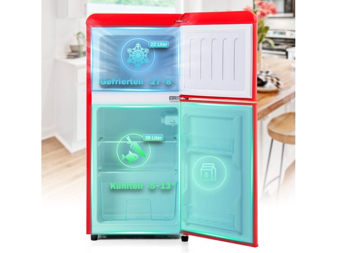 Frigorific Geladeira Retrô 60l, 22l Freezer, 102 Kwh/ano, Led, Classe E Pangshiyuan