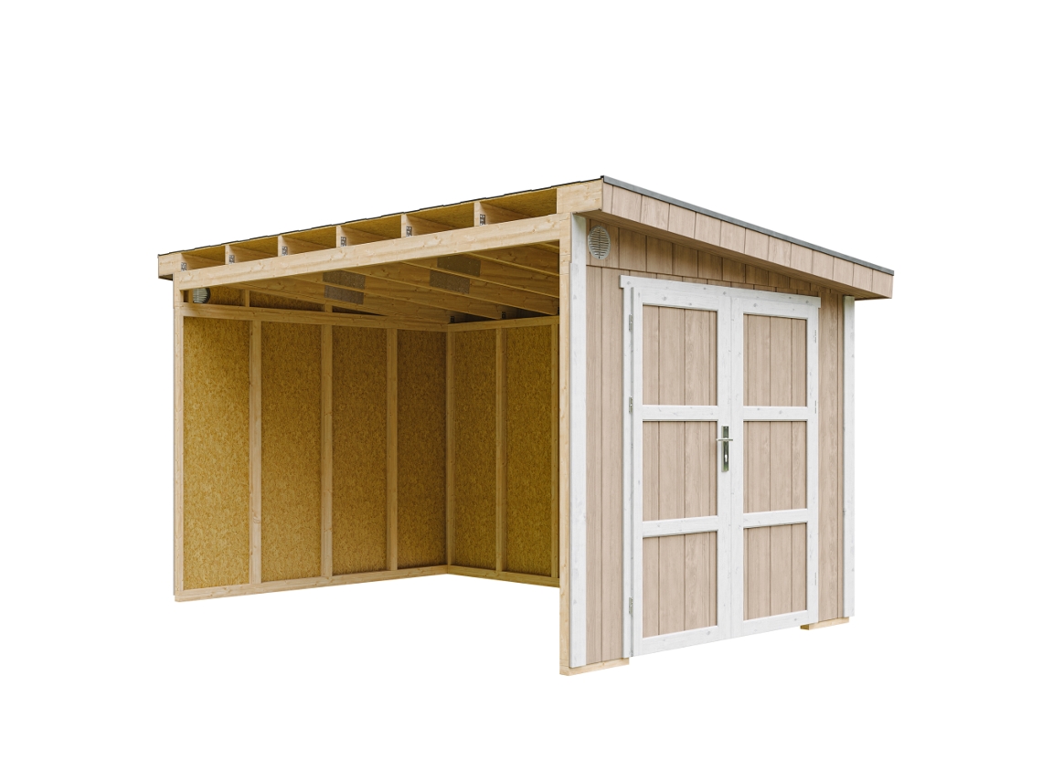 Casa De Jardim Qualidade Premium 8,68 M² A231x248x412 Cm Sem Piso E Parede Lateral Timbela M939b Terra Brown