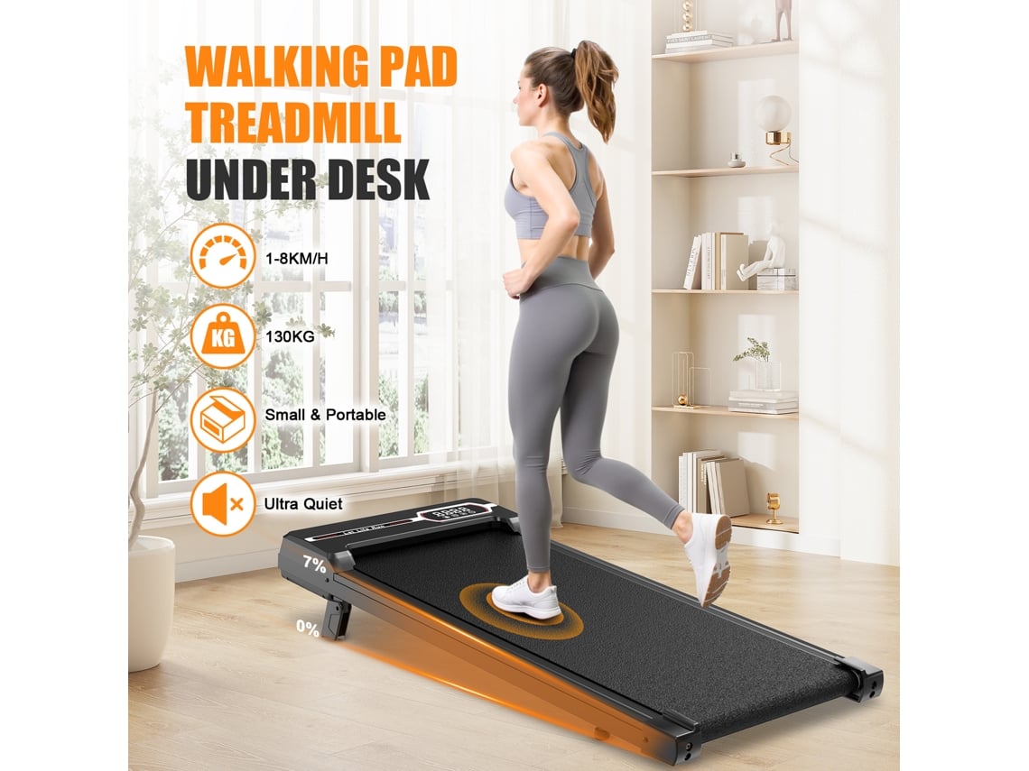 Passadeira de Corrida BOTIFLY T1A, 8 Km/h, Inclinação 7°, 2.5HP, com Controlo Remoto, Área da superfície 92x38.5cm, Preto