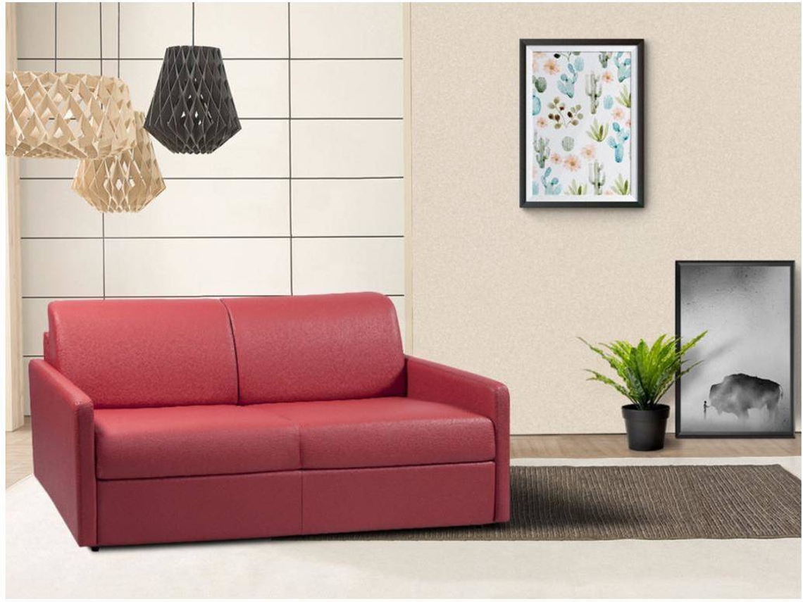 Sofá Cama Calife VENTE-UNIQUE (Cinzento - Pele sintética - 170x94x85 cm/Dimensões da cama: 140-159 cm)