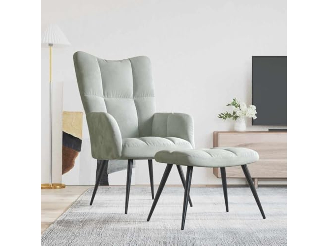 Cadeira de descanso VIDAXL com apoio de pés veludo cinzento-claro