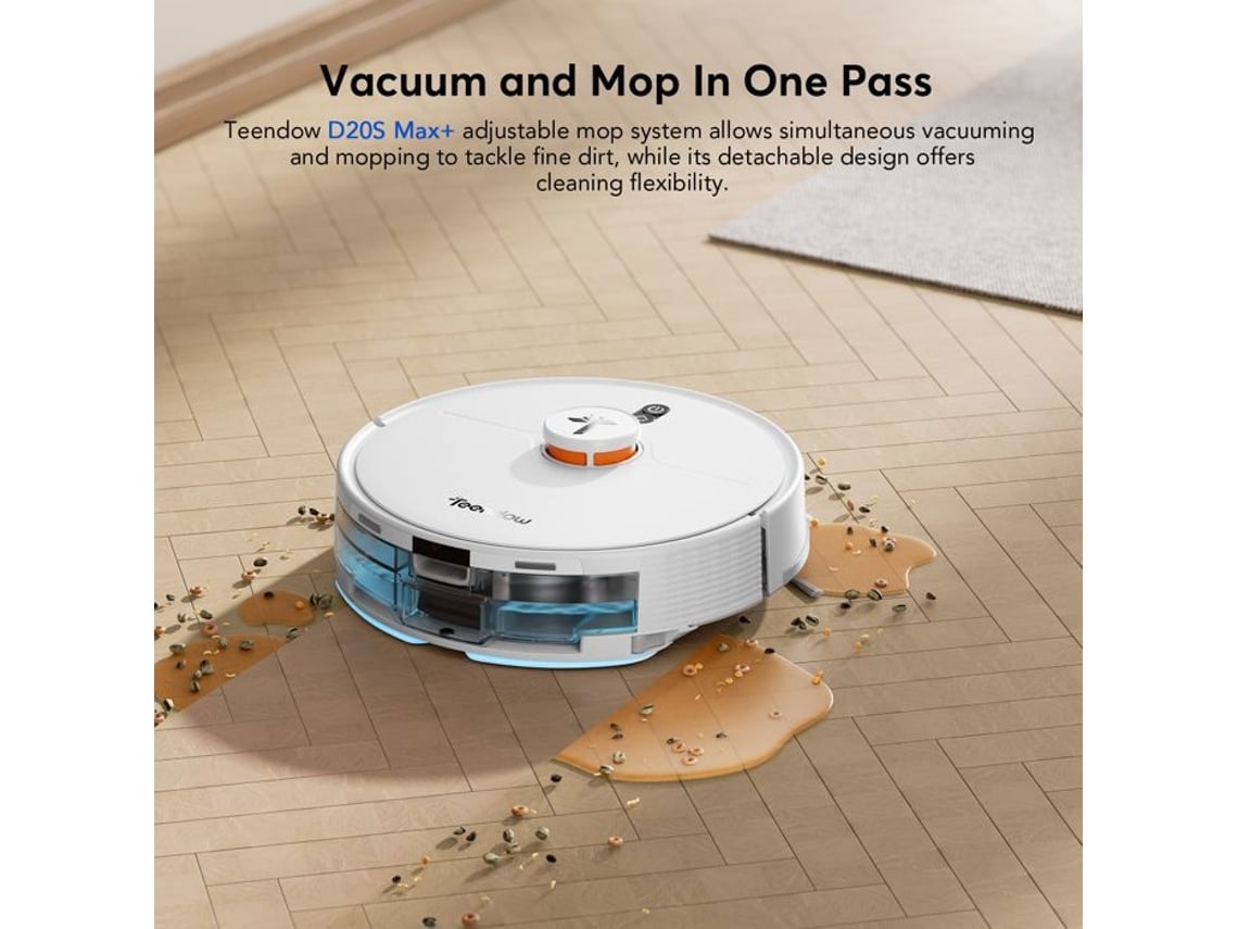 Aspirador Robô Máquina de Lavar Roupa 6 em 1-6000pa / 200 Minutos, Navegação por Radar Laser, Aplicação e Controle por Voz, Limpeza de Animais e Móveis