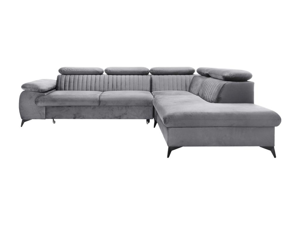 Sofá Cama de Canto Direito em Veludo Cinza Claro Samara de PASCAL MORABITO (75 x 275 x 221 cm)