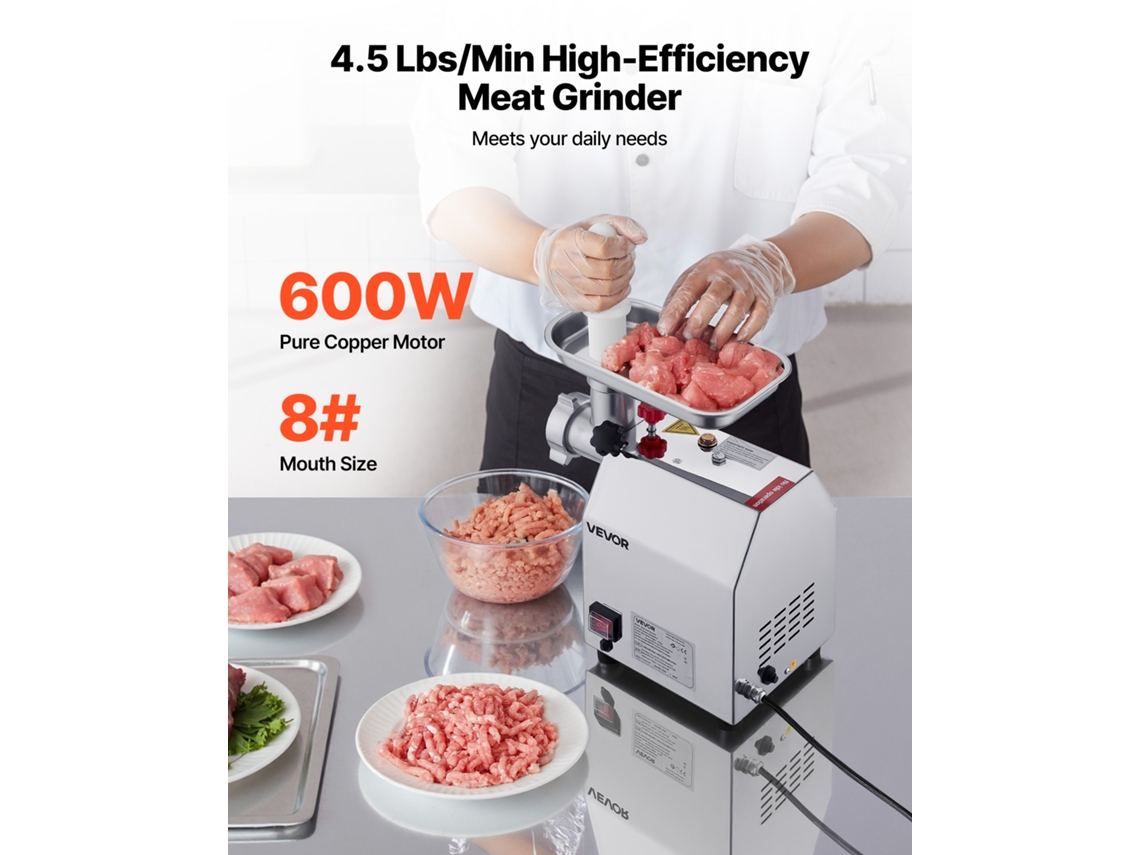 Moedor De Carne Elétrico De 2 Kg/min Para Embutidora De Salchicha Vevor