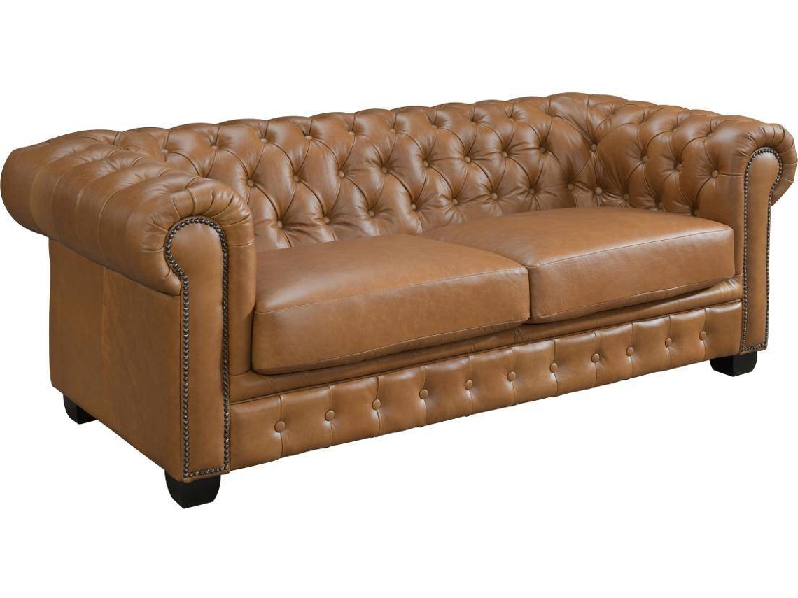 Conjunto Sofá e Poltrona Fixo Brenton LINEA SOFA (Camel - Pele - 201x96x73 cm)