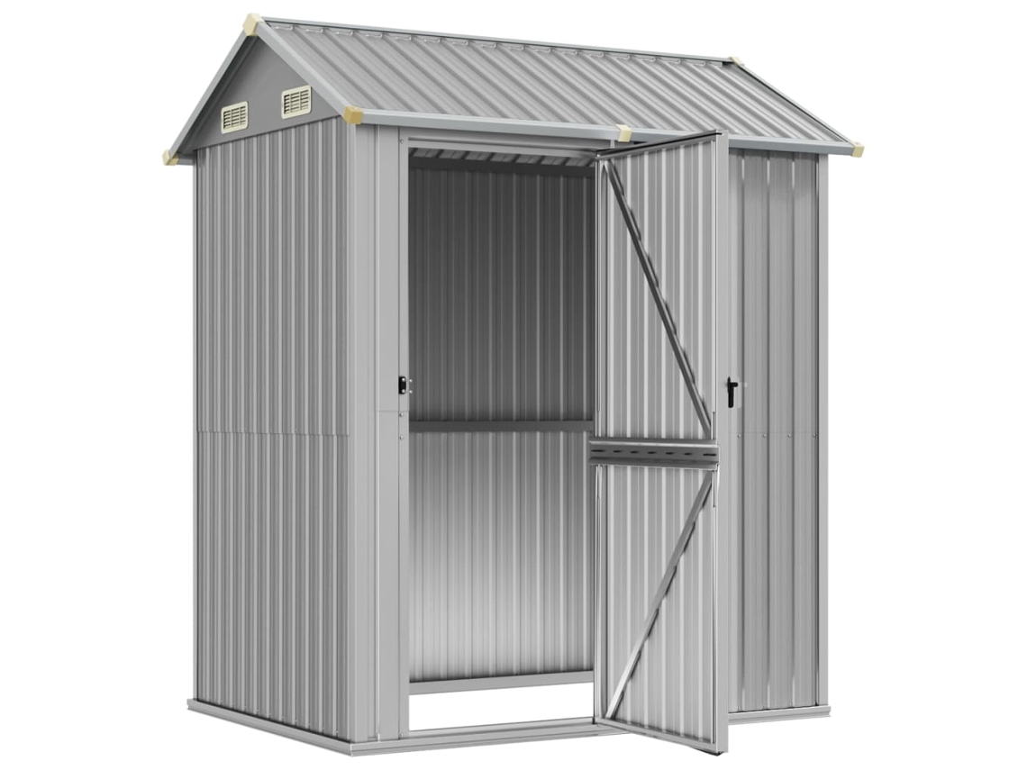 Abrigo De Jardim 192x152,5x237 Cm Aço Galvanizado Cinza Claro LOVELY HOME