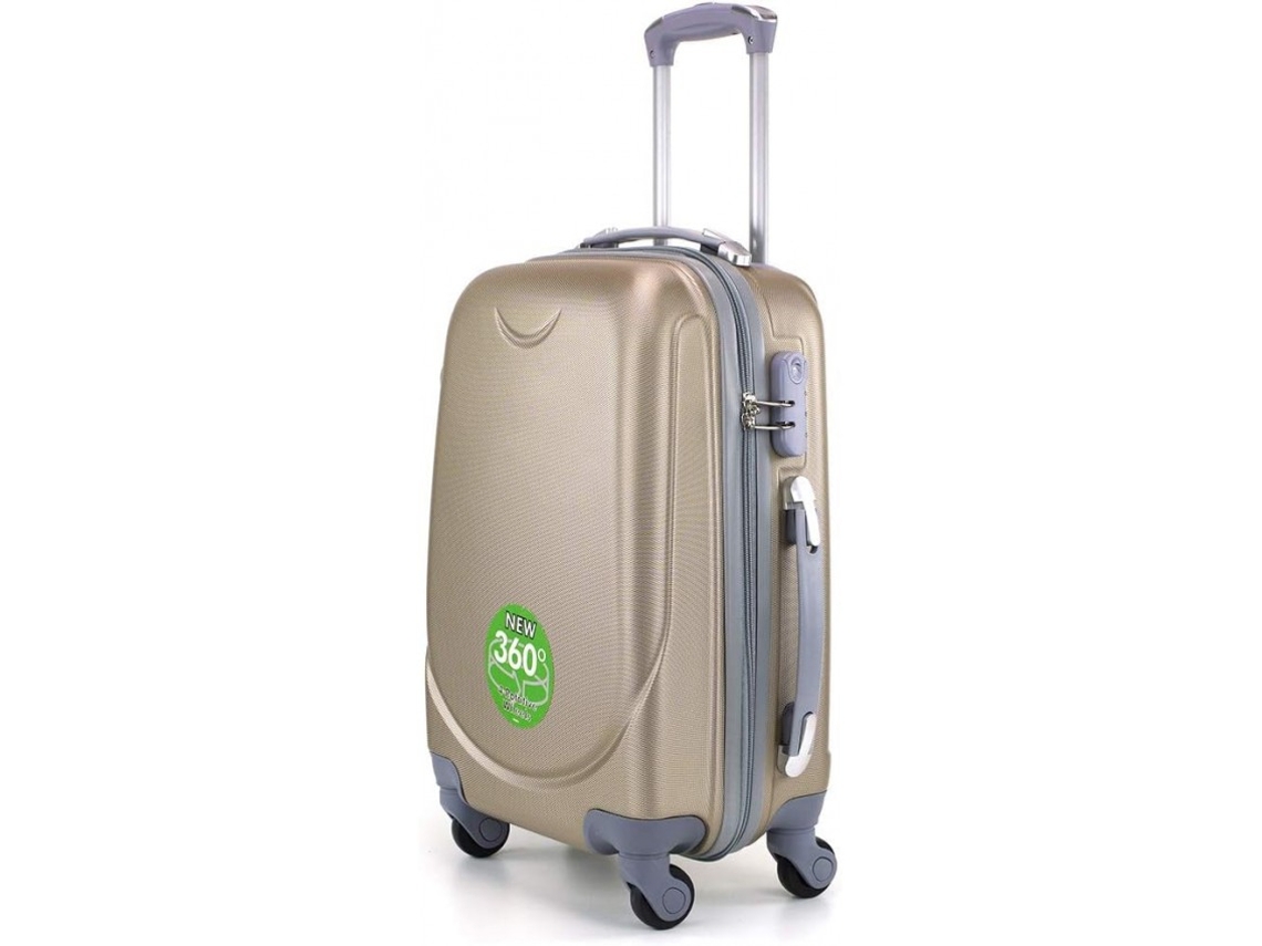 Conjunto De 3 Malas Bagagem De Mão Cabine De Viagem Grande Média Pequena 4 Rodas Giratórias 360º Douradas DED