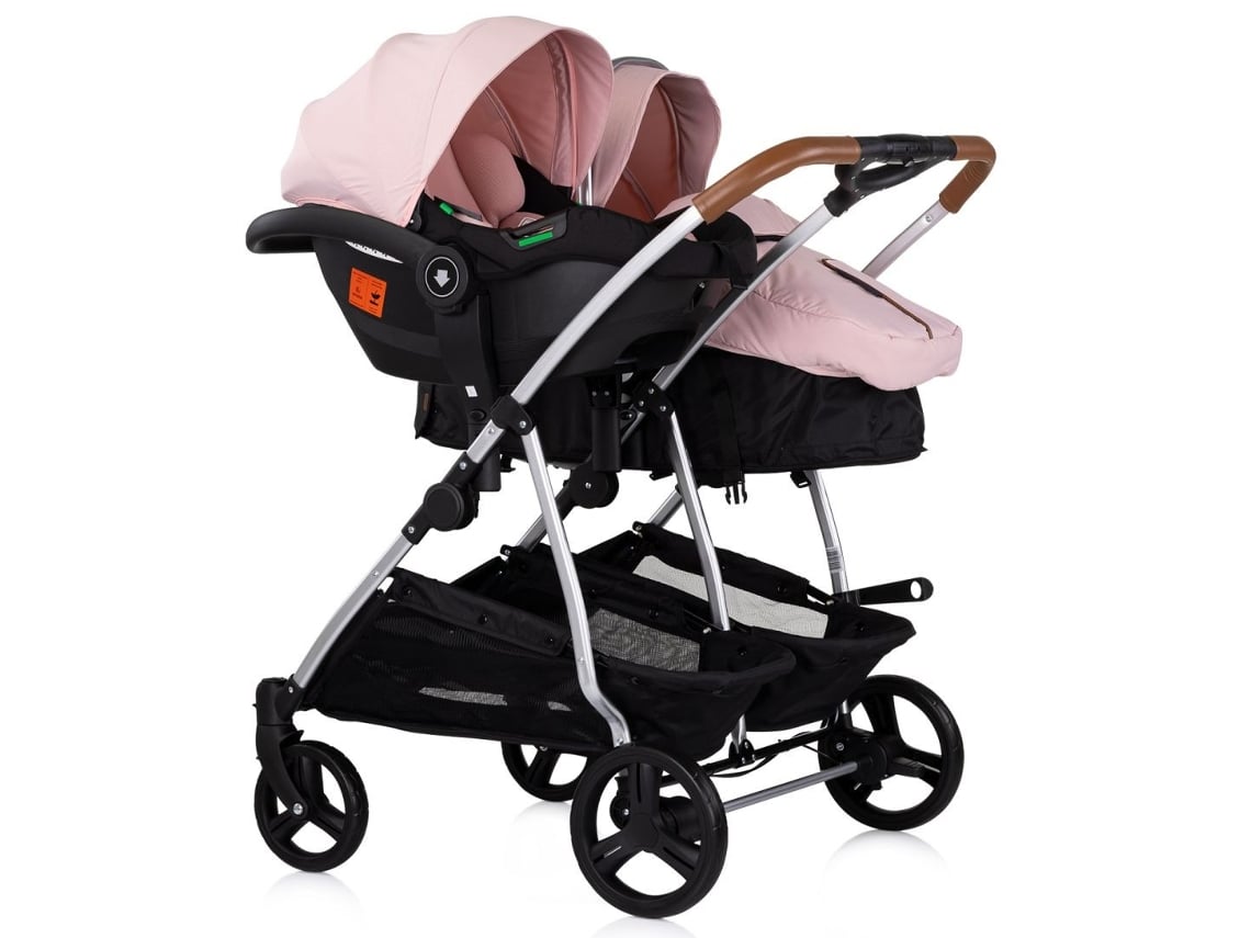 Carrinho De Bebê Duplo Chipolino Smart Marshmallow Duo Com 1 Cadeirinha De Carro Grupo 0