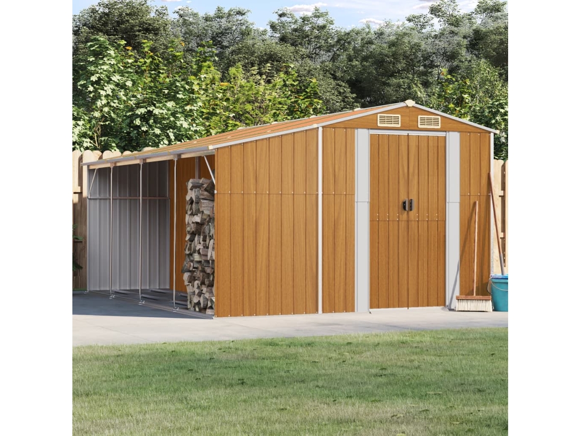 Abrigo VIDAXL Marrom Aço (277x365,5x179 cm)