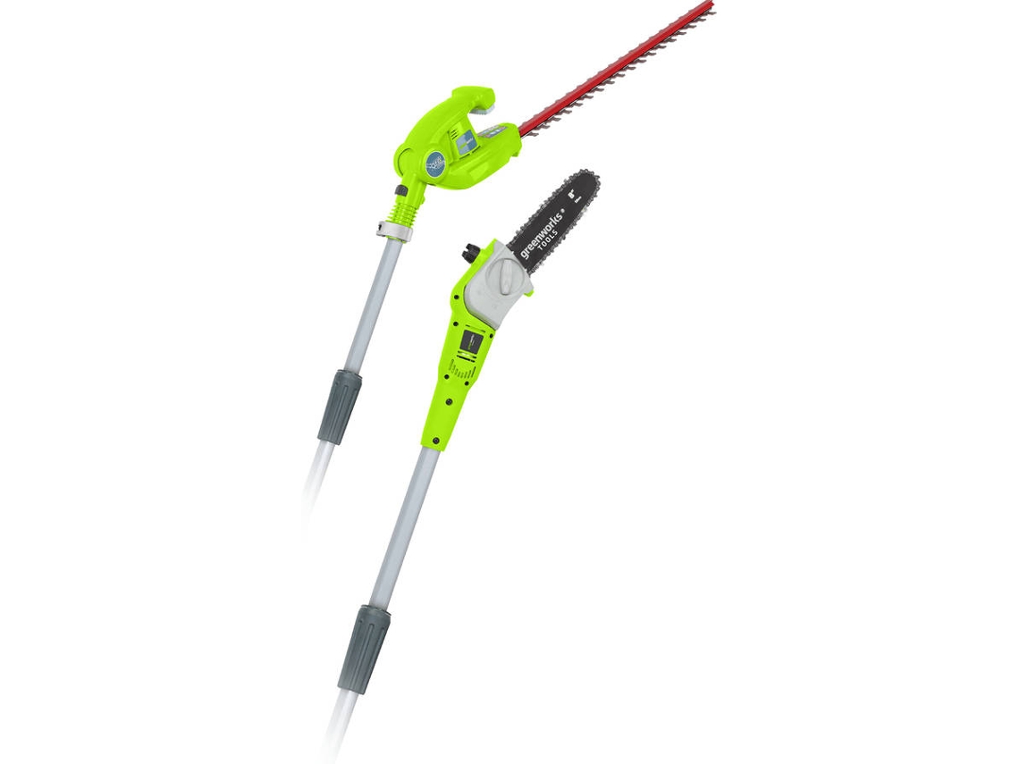 Greenworks Serra pega telesc. e corta-sebes s/ bateria G40PSH 1300607
