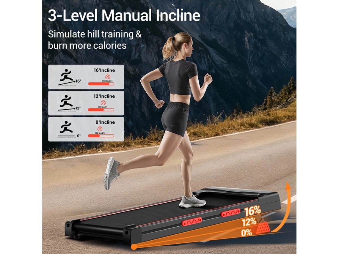 Passadeira Walking Pad Robore X5 Com Inclinação 16 Tripla Absorção De Impacto Motor Brushless 2.5hp Silencioso 10km/h Suporta 150kg Para Casa