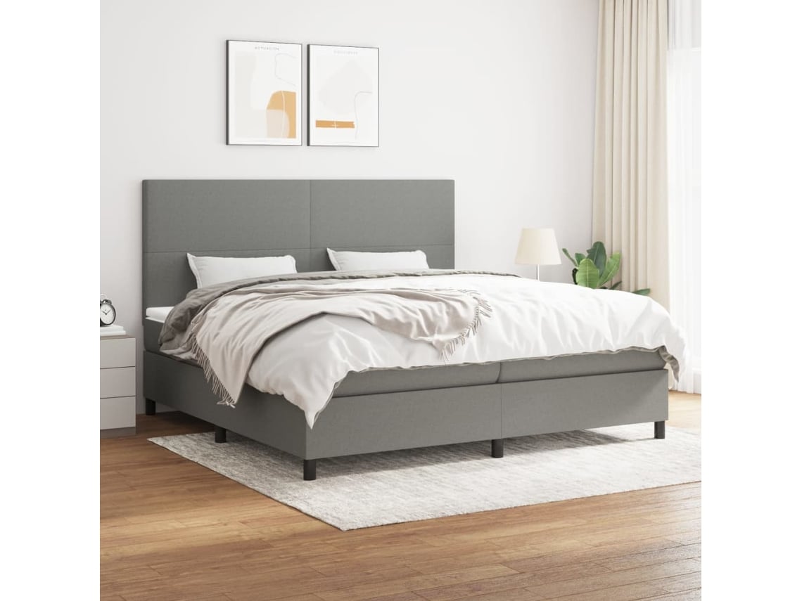 Cama box spring VIDAXL Cinzeto Tecido (200x200 cm)