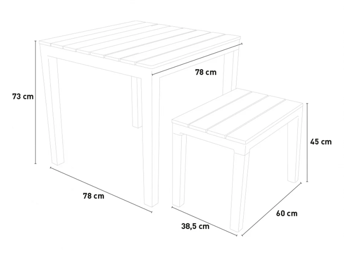 Conjunto de Jardim IPAE-PROGARDEN Papua com 2 Bancos e 1 Mesa (Resina - Branco - 138x78x72 cm)