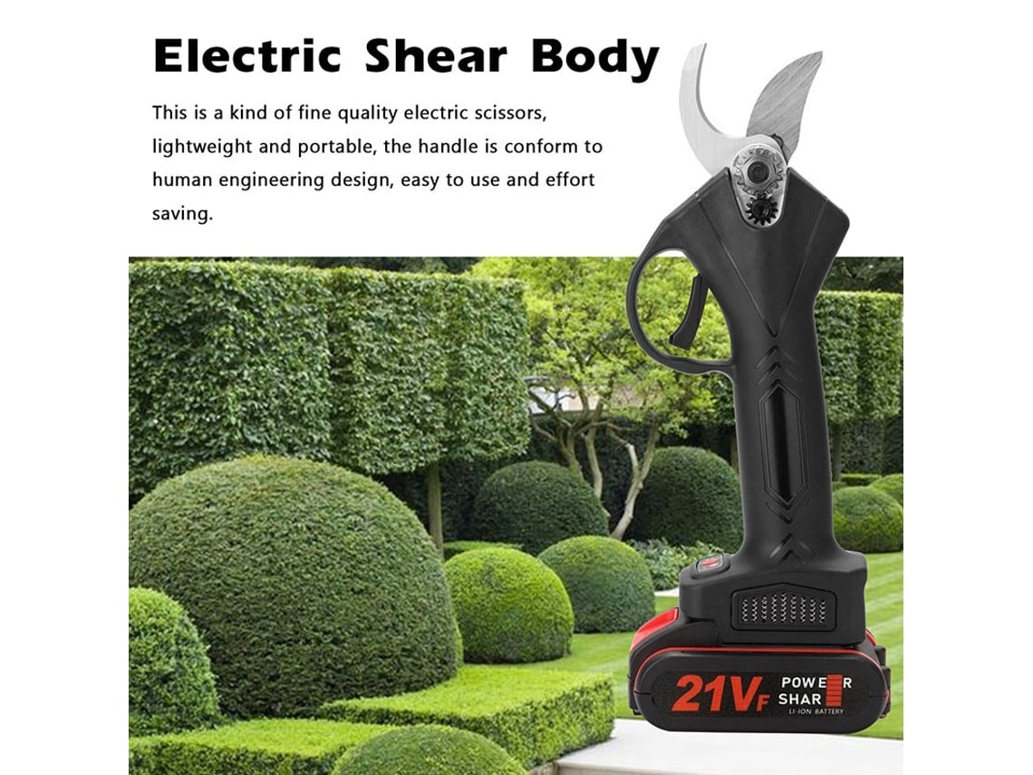 Tesoura de Poda Elétrica com Duas Baterias Preta GOEIK