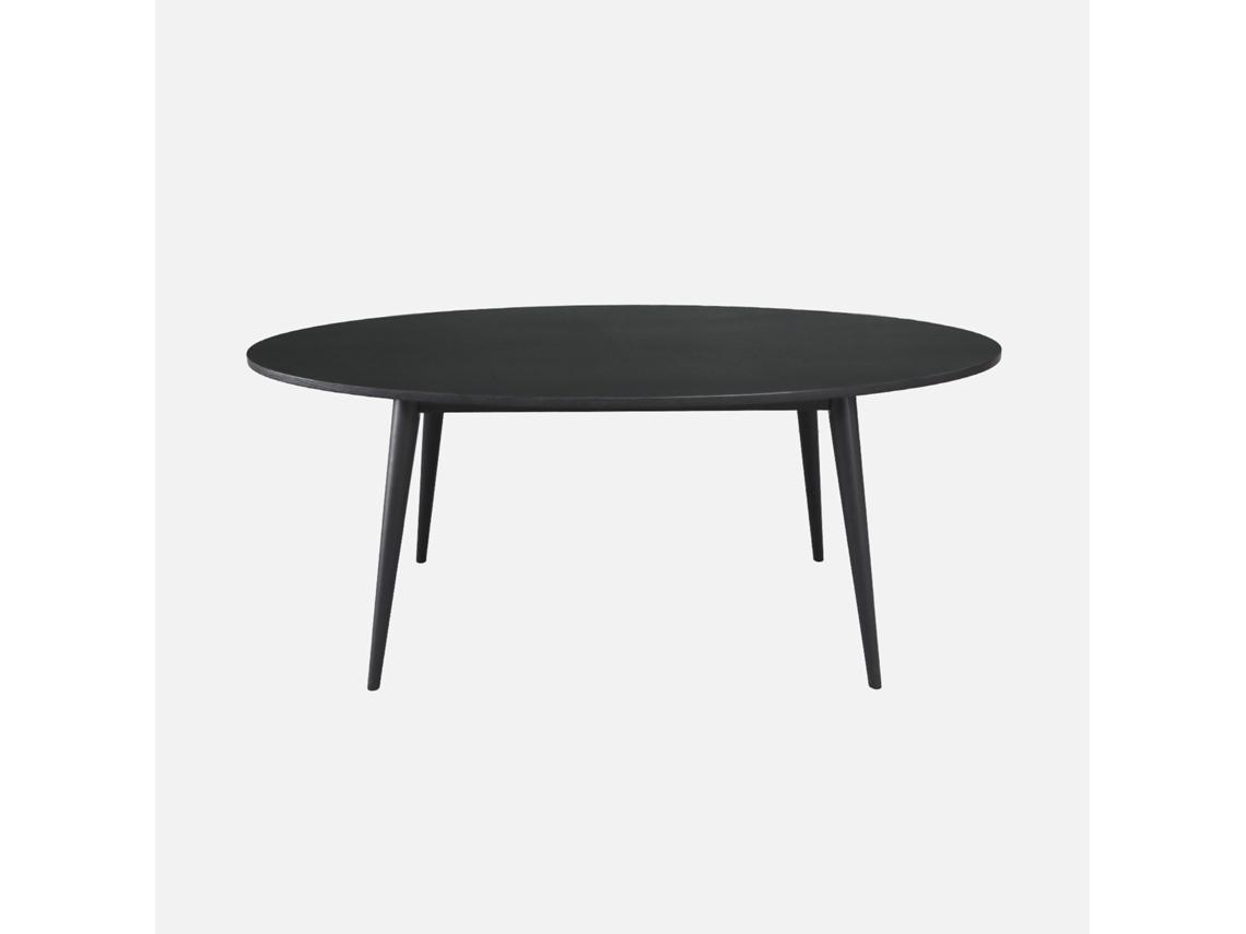 Mesa De Jantar Oval Em Madeira Para 6 Lugares, Preto Sweeek