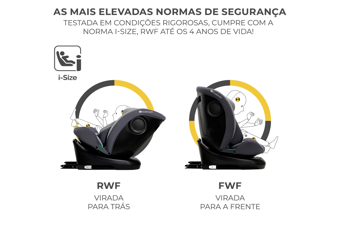 Cadeira Auto KINDERKRAFT I-Grow I-Size Grey 0-36 kg - 40-150 cm - Grupo 0,1,2,3