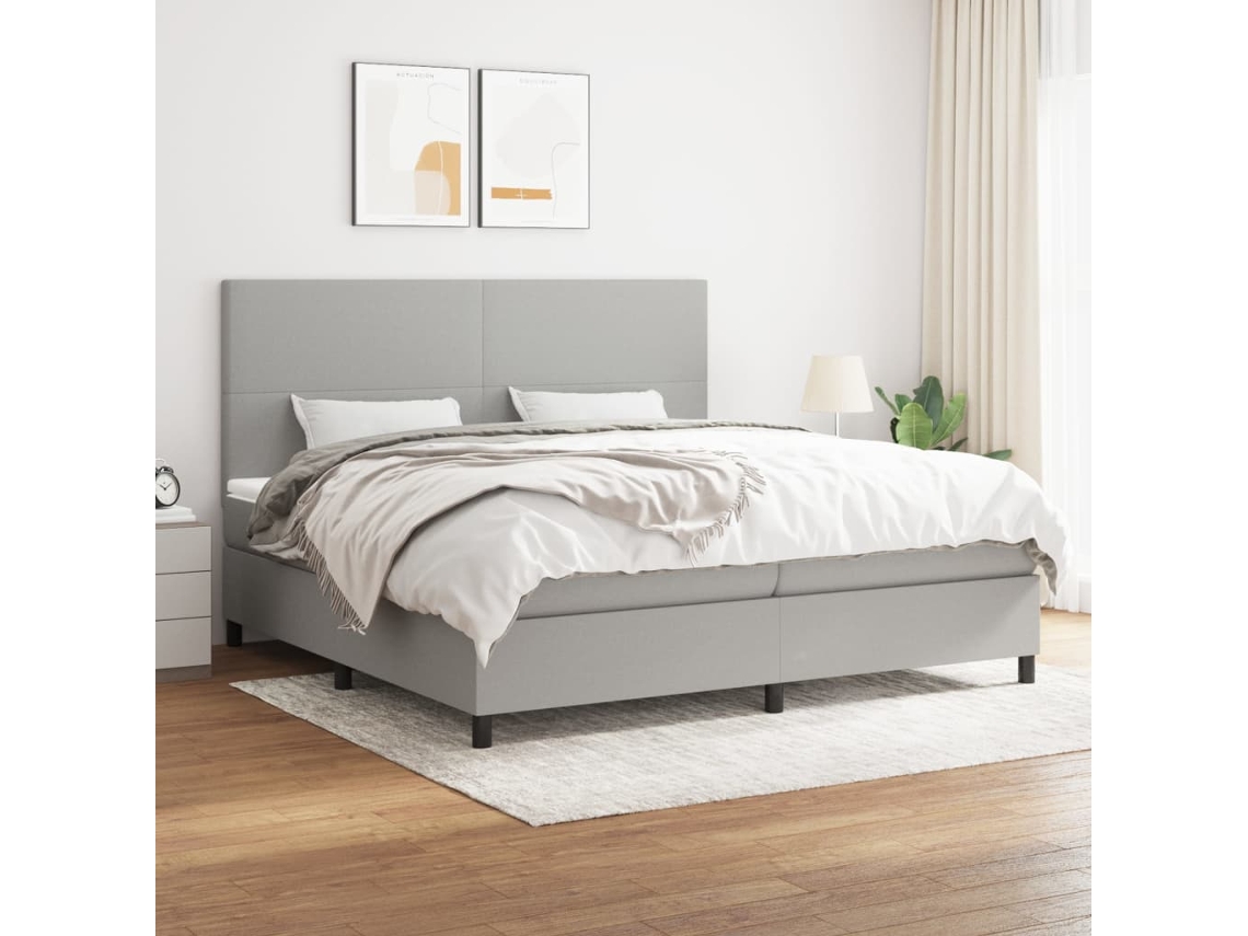 Cama Box Spring VIDAXL (Cinzento - Tecido - 203 x 200 x 128 cm)