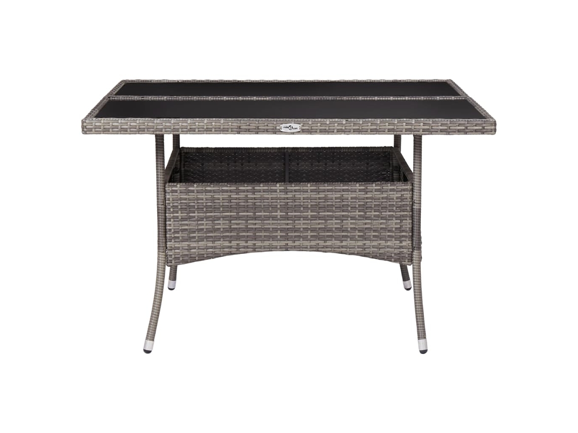 Mesa De Jantar Exterior Vime Pe E Vidro Cinzento 120x120x75 Cm