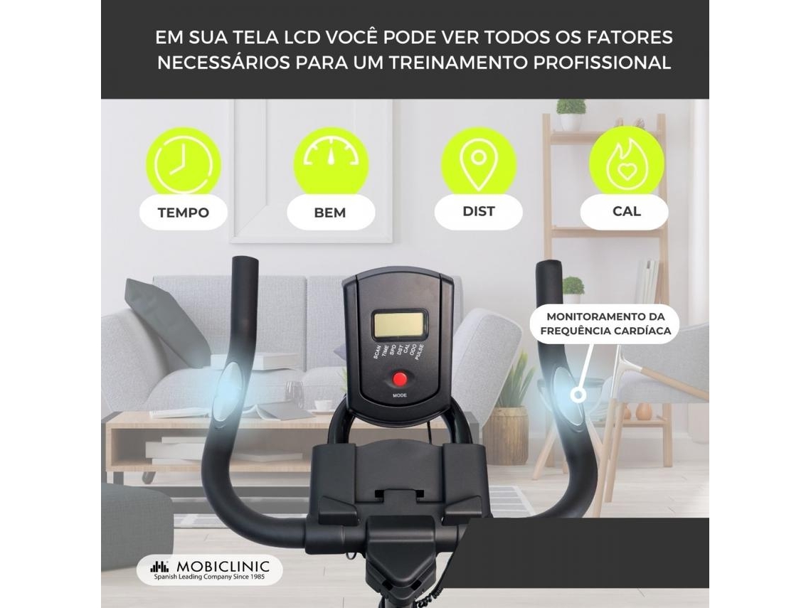 Bicicleta Estática 6 Kg Mobiclinic Indoor Ecrã LCD Ajustável Bicicleta de exercício volante de 6 kg suporte para garrafas Teide