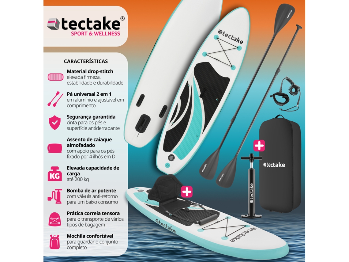 Prancha de Stand-Up Paddle Zenon 2 em 1 Insuflável Kit Completo TECTAKE