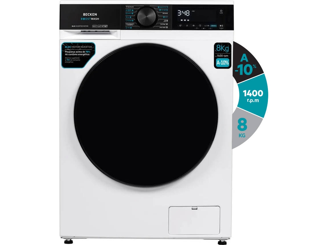 Máquina de Lavar Roupa BECKEN Boostwash BWM8812N (8 kg - 1400 rpm - Branco)
