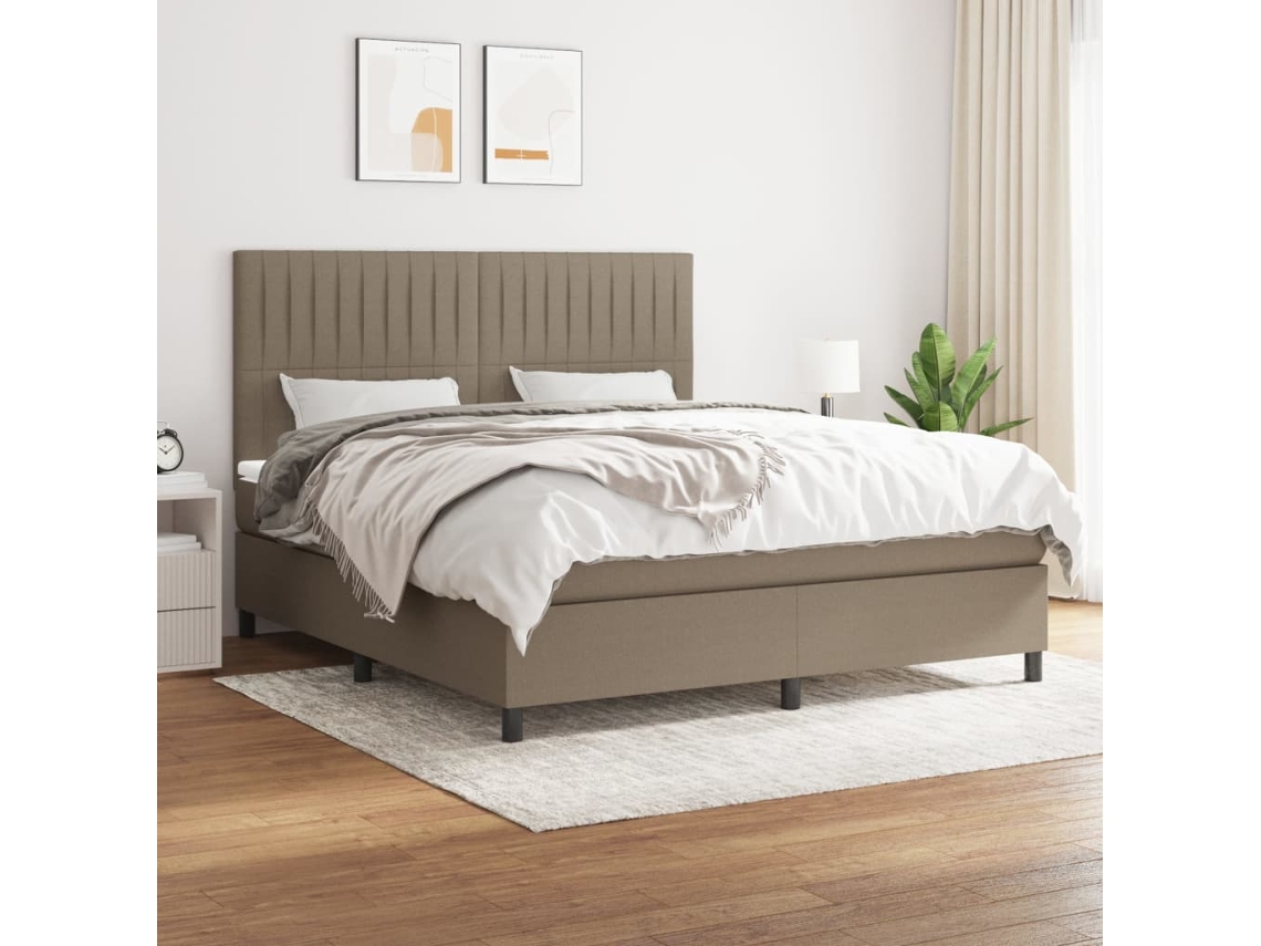 Cama Box Spring VIDAXL (Cinzento - Tecido - 203 x 180 x 128 cm)